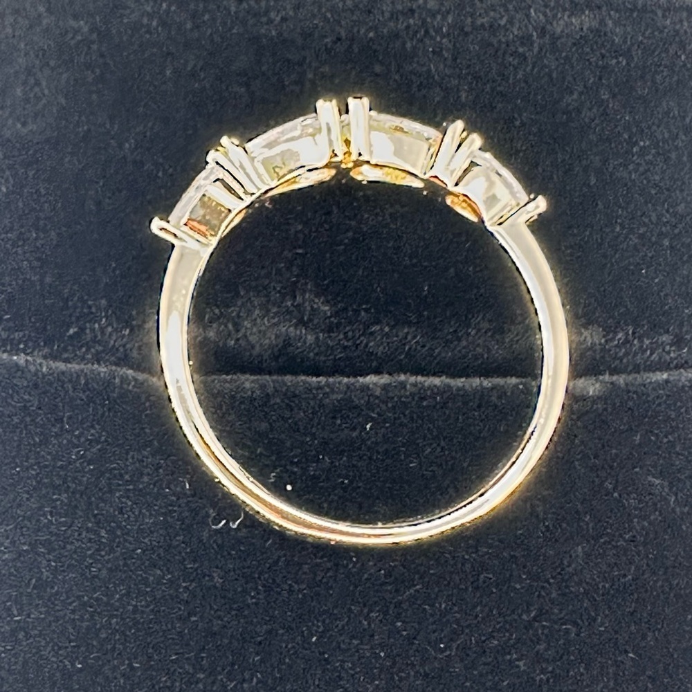 14K Gold Electroplated Pear Cut CZ Ring Size 7 Multi Stone NWT - Picture 6 of 11